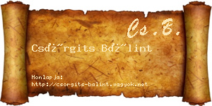 Csörgits Bálint névjegykártya